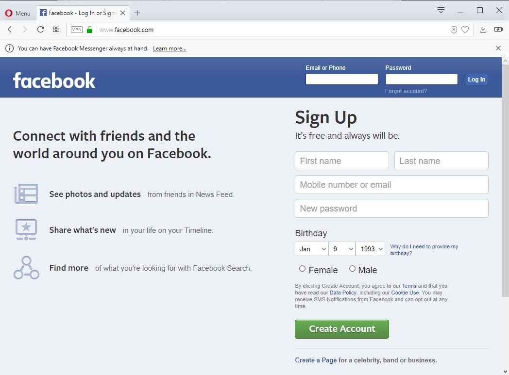 Facebook Sign Up - Facebook Login Sign | Facebook Login Page